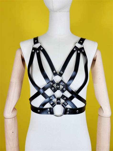 corset harness women bondage leather restraint cage bra mature etsy