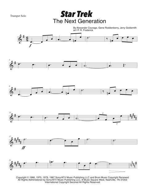 Star Trek The Next Generationr Arr P R Frederick Sheet Music