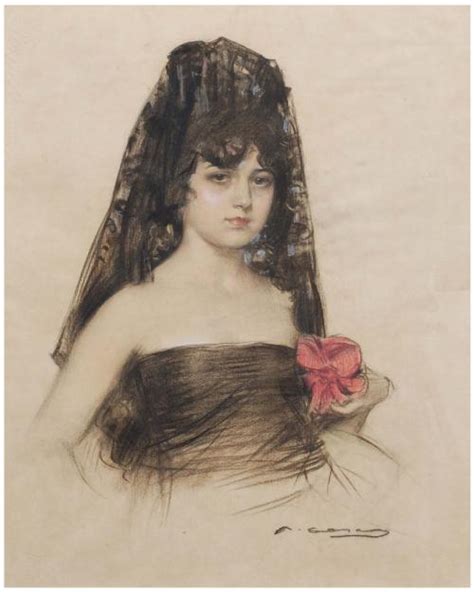 Ramon Casas Y CarbÓ 1866 1932 Julia Con Mantilla Y Flor