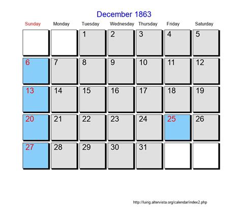 December 1863 Roman Catholic Saints Calendar