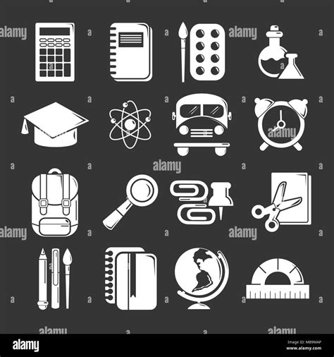 School Education Icons Set Grey Vector Stock Vector Image And Art Alamy