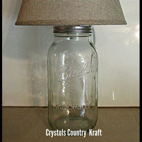 Fillable Lamp Farm House Mason Jar Clear Lamp With Burlap Lamp Shade