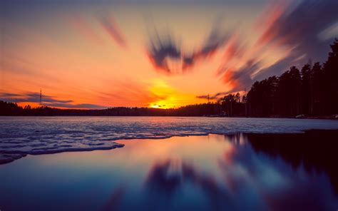 Download Wallpaper 3840x2400 Sunset Lake Ice Sky 4k Ultra Hd 1610