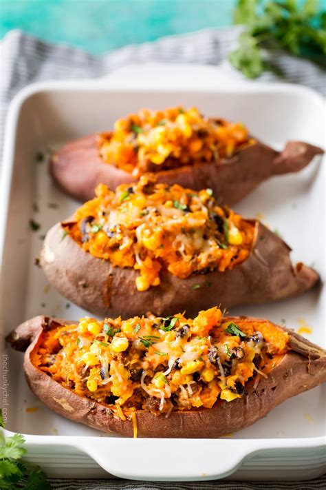 Chorizo Enchilada Stuffed Sweet Potatoes The Chunky Chef