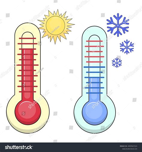 Thermometers Hot Cold Weather Vector Illustration Stock Vector Royalty