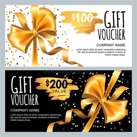 Voucher T Certificate Coupon Template Bow Stock Illustrations