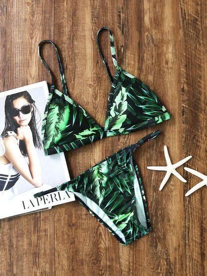 cute swimsuits cute bikinis summer swimwear swimwear beachwear green leaf print cute