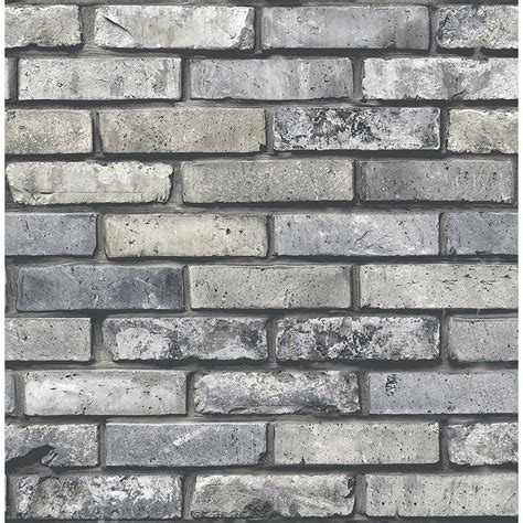 Brewster 564 Sq Ft Painted Brick Grey Brick Wallpaper Fd23288 The