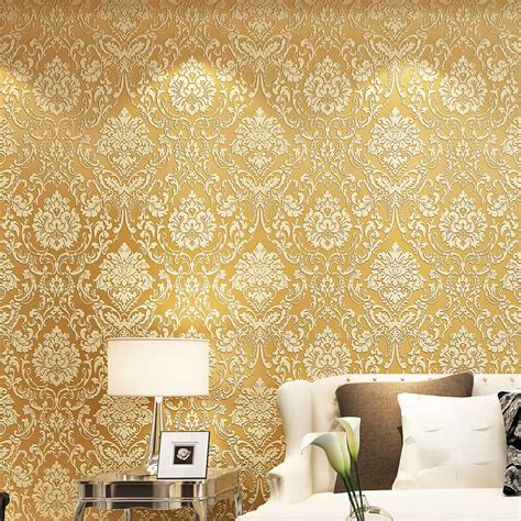 European Luxury Damascus Glitter 3d Embossed Flocking Non Woven Room
