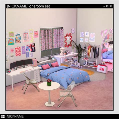 ﻿oneroom Set Nicknamesims4 On Patreon Sims 4 Bedroom Sims 4 Beds