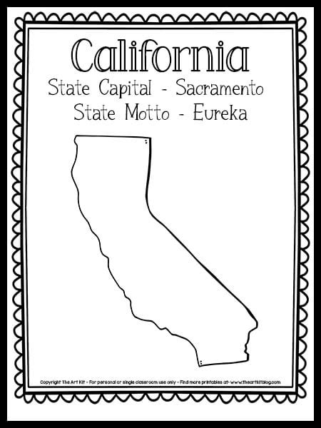 California State Outline Coloring Page Free Printable The Art Kit