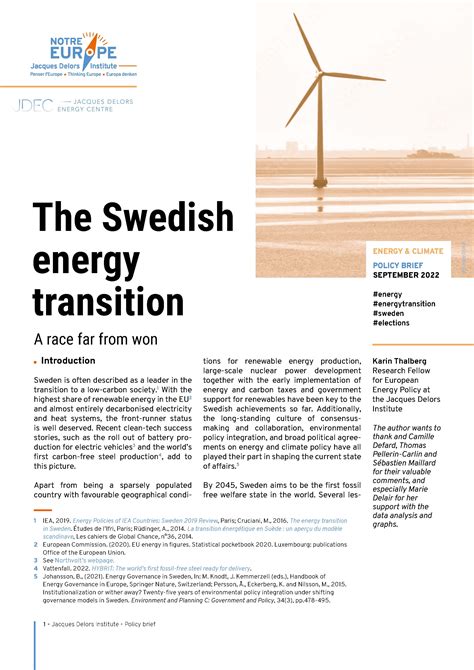 The Swedish Energy Transition A Race Far From Won Institut Jacques