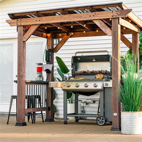 Backyard Discovery Saxony Ft X Ft Wooden Grill Gazebo The Home Depot Grill