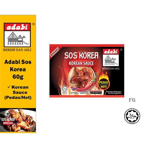 Sos Korea Pedas By Adabi 60g By Box 24 Paket Shopee Malaysia