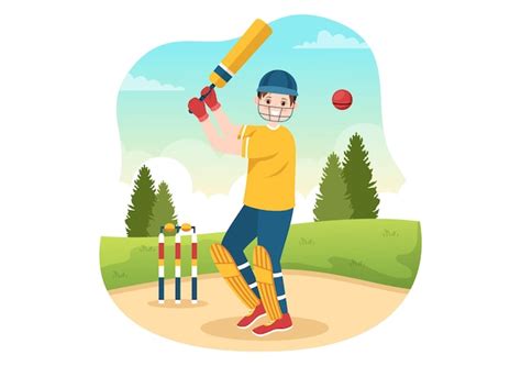 Premium Vector Batsman Playing Cricket Sport Illustration With Bat