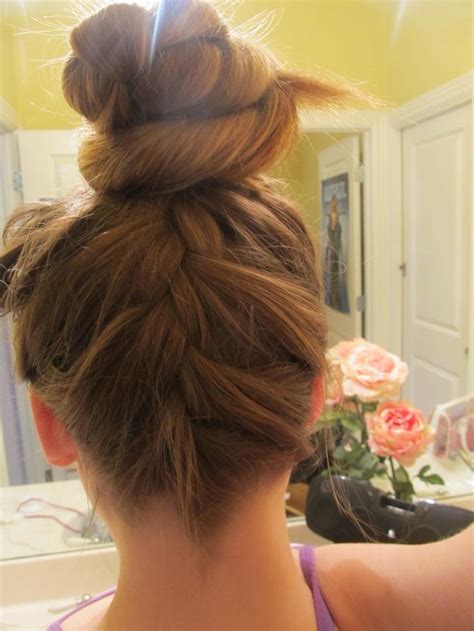 How nifty is this braided bun hairstyle? Upside Down French Braid Bun | Hairstyles How To