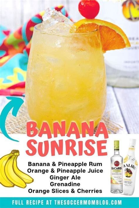 Banana Sunrise Banana Rum Punch Ombre Drink Yummy Alcoholic Drinks Alcohol Drink Recipes
