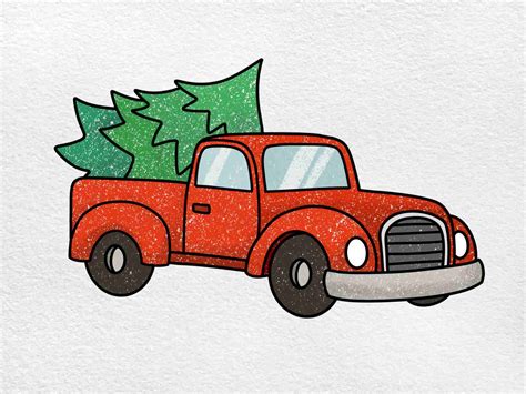 Christmas Truck Drawing Helloartsy