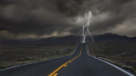 1073119 Road Lightning Storm Desert Wind Horizon Asphalt Cloud