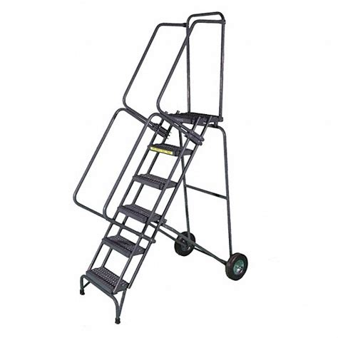 Ballymore Folding Rolling Ladder 100 In Platform Ht 14 In Platform Dp