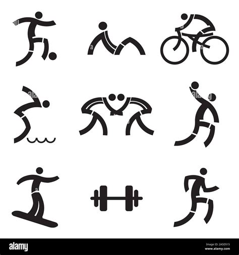 Individual Sport Icons Set Of Black Stylized Sport Symbols Vector