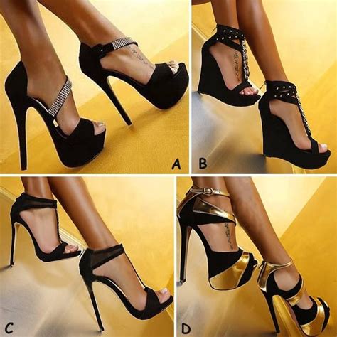 a mix of elegant and sexy black heels what s your favorite one i would chose a and d heels