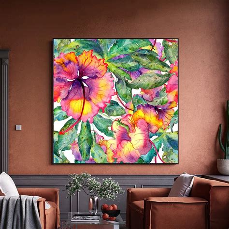 Abstract Floral Watercolor Wall Art Colorful Nordic Style Fine Art Canvas Prints Nordicwallart