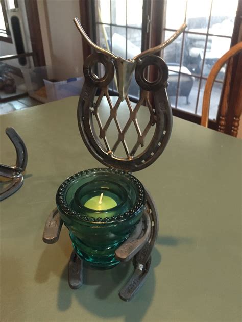 Owl Horseshoe With Insulator Candle Holder Welding Projects Candle