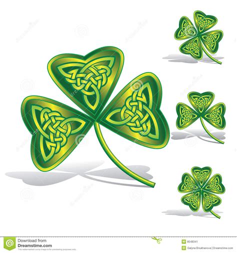 Green Shamrocks With Celtic Knots Stock Vector Illustration Of Design