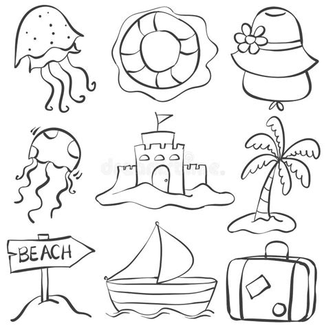 Doodle Of Summer Object Hand Draw Stock Vector Illustration Of Doodle