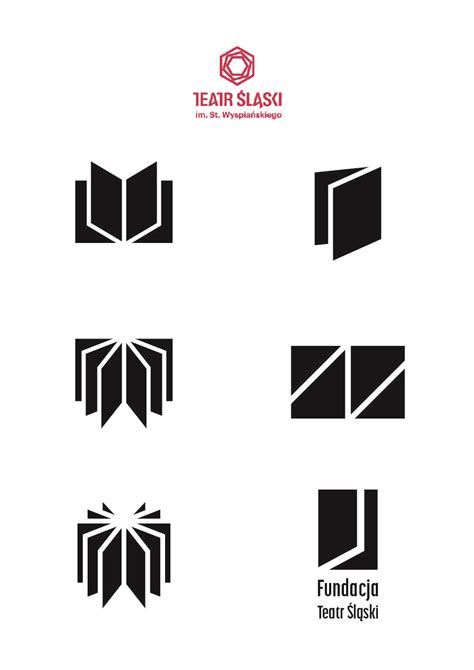 Four Different Logos Designed To Look Like An Open Book With The Words