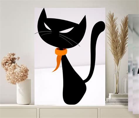 Black Cat Poster Black Cat Wall Art Black Cat Print Black Etsy