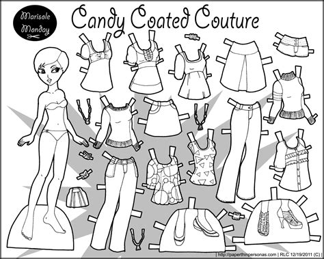 A printable paper doll coloring page. marisole-BW-Candy-Coated.png (1500×1200) | Paper dolls ...