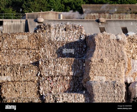 Bales Of Paper For Recycling At Wansborough Paper Mill Watchet