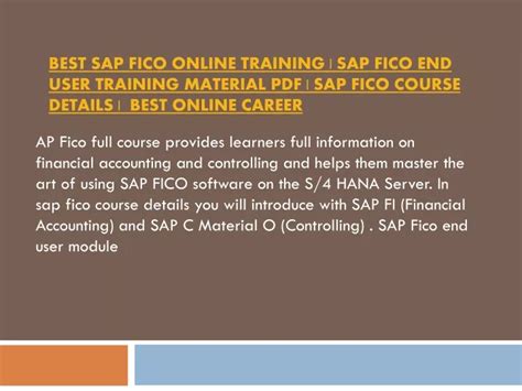 Ppt Sap Fico Full Course With Sap Fico Online Tutorials Sap Fico For
