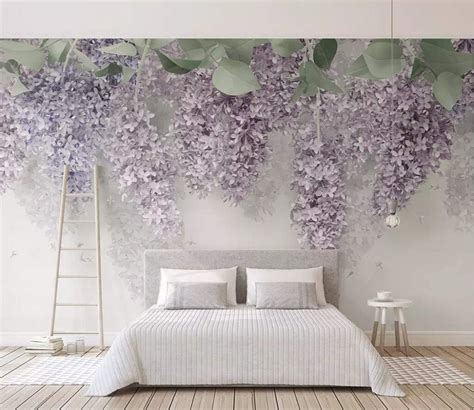 wall murals 3d wallpaper lilac wisteria flower 3d wall mural living room sofa tv wall bedroom