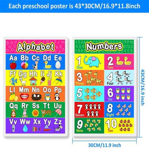 Custom Learning Alphabet Numbers Shapes Colors Chart Fully Laminated