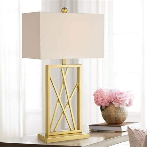 360 Lighting Modern Luxury Table Lamp Gold Brass Metal Open Base White