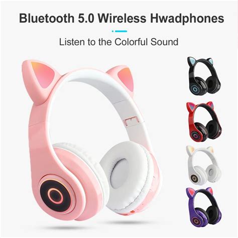 B39 Wireless Cat Ear Bluetooth Headset Headphones Over Ear Earphones