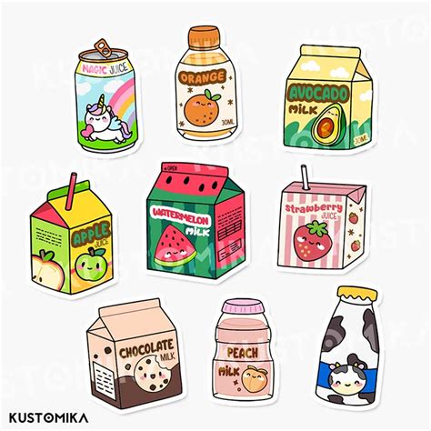 Kawaii Drinks Die Cut Sticker Pack Kustomika