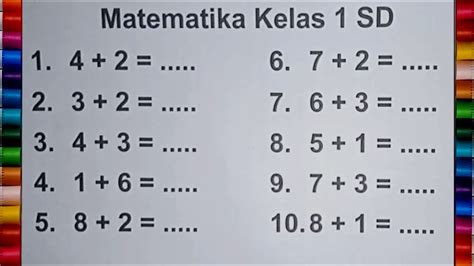 Belajar Matematika Kelas 1 Sd Tentang Penjumlahan Dan Penambahan Youtube