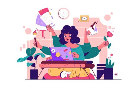 multitasking woman vector illustration