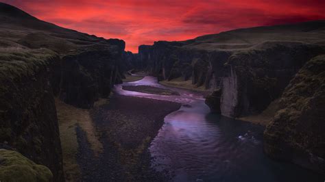 Canyon River Night Fjadrargljufur Iceland 4k Hd Wallpaper