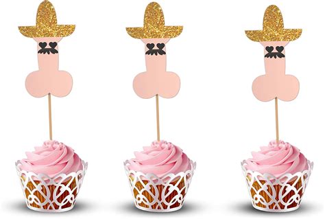 Bachelorette Party Decorations I Funny Hat Man Cup Cake Topper I 36 Pack I Bridal