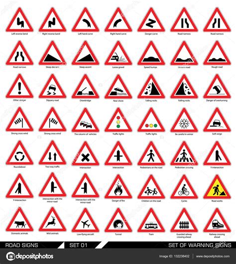 Set Of Warning Road Signs Stock Vector By ©dejanj02 132238402