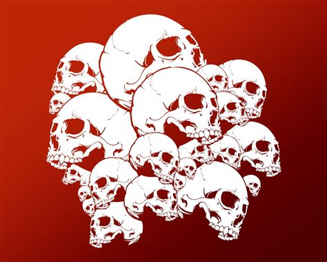 White And Red Skulls Illustration Hd Wallpaper Wallpaper Flare