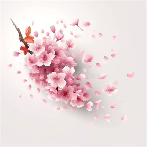 Sakura Blossom Branch Falling Petals Stock Illustration Illustration Of Produce Violet