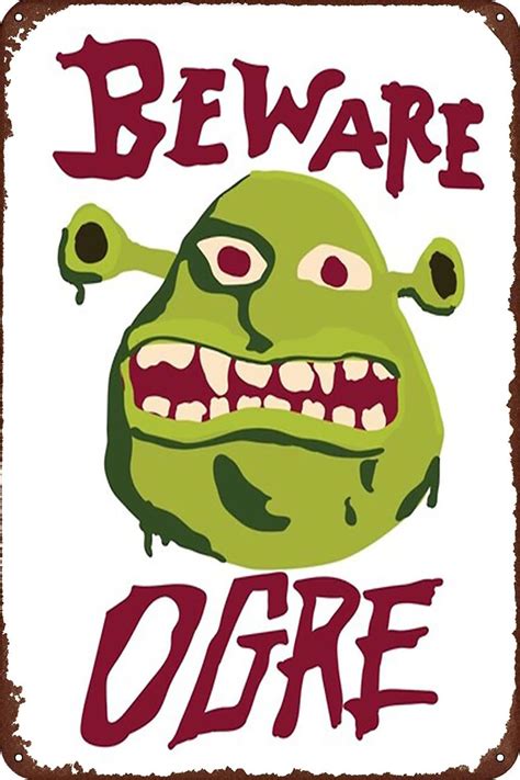 Metal Tin Sign Cuidado Ogro Shrek Beware Ogre Poster