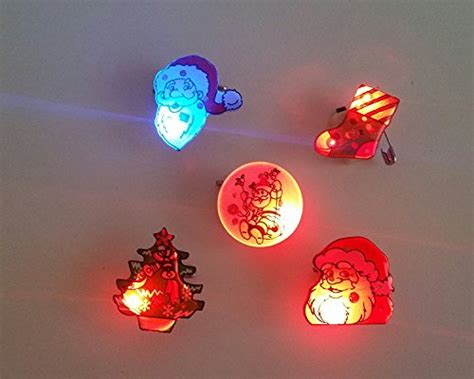 Christmas Holiday Led Light Up Flashing Pins Assortment Set Of 25