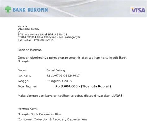 Cek Contoh Surat Keterangan Lunas Hutang Dari Bank Kumpulan Contoh Terlengkap